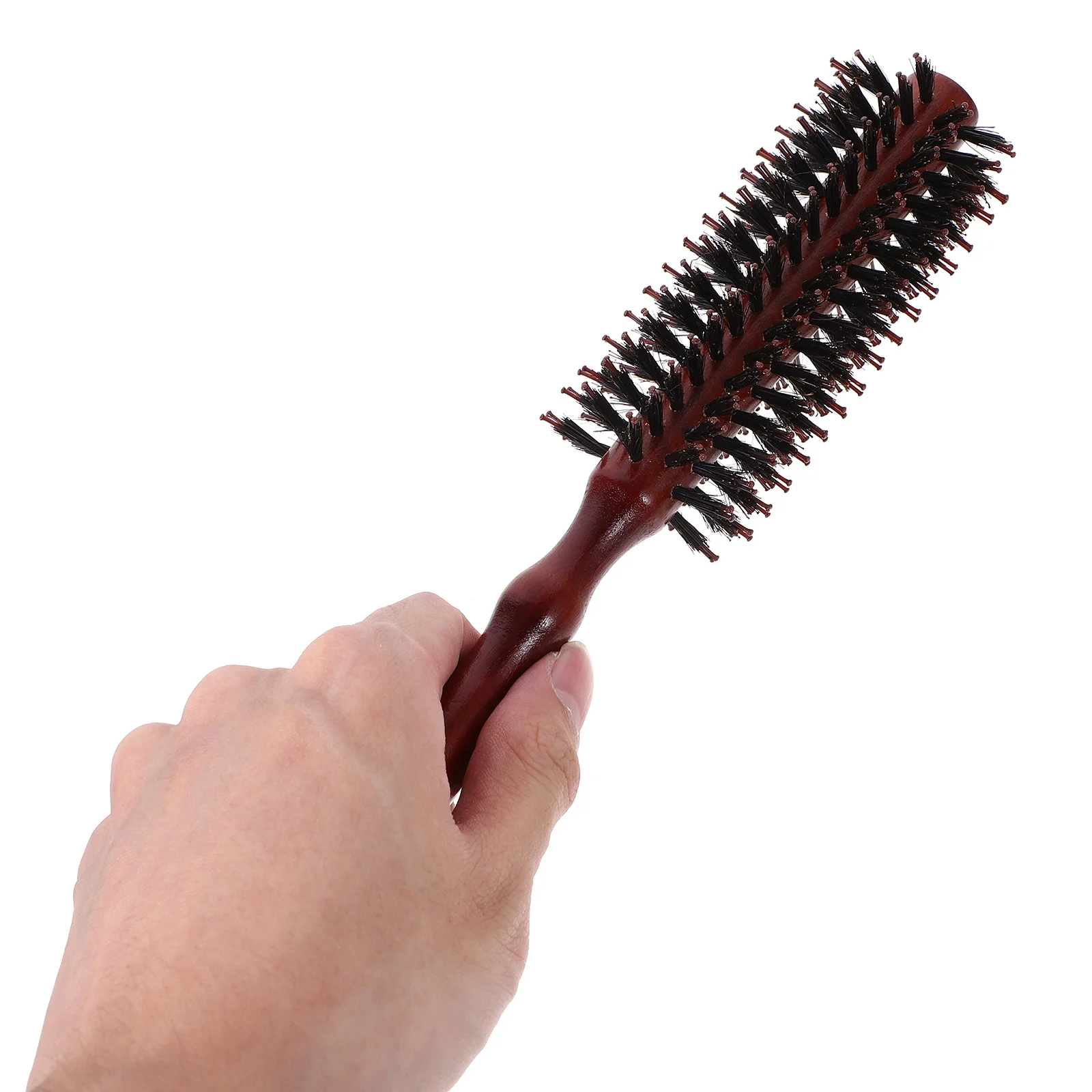 2 قطعة رأس شعيرات طبيعية مقبض خشبي مشط دائري للشعر الحريري اللامع التحكم في التجعد تصفيف الشعر اليومي حجم فرشاة شعر النساء #4