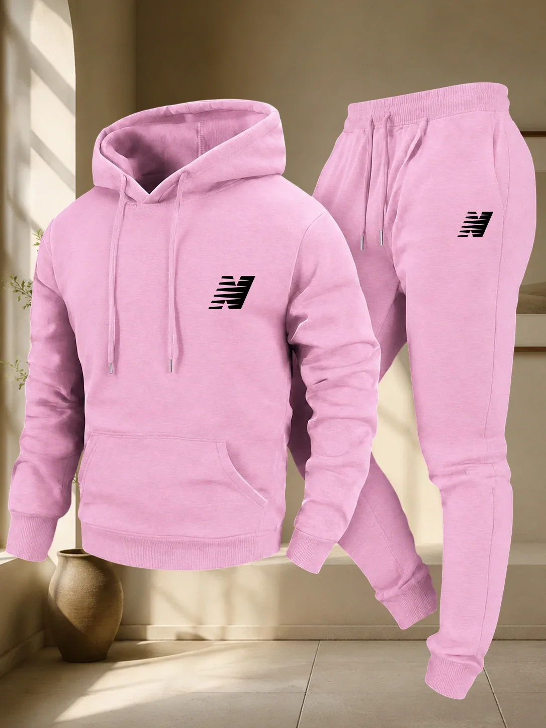 New Outdoor Sports Casual Wear - a Stylish Men's Hooded Sweatshirt and Sports Pants Set - view 3