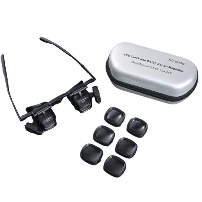 Most-Bifocal Eyeglasses With LED Light 24X High Magnification For Watch Repair Mobile Phone Electronic Component Soldering