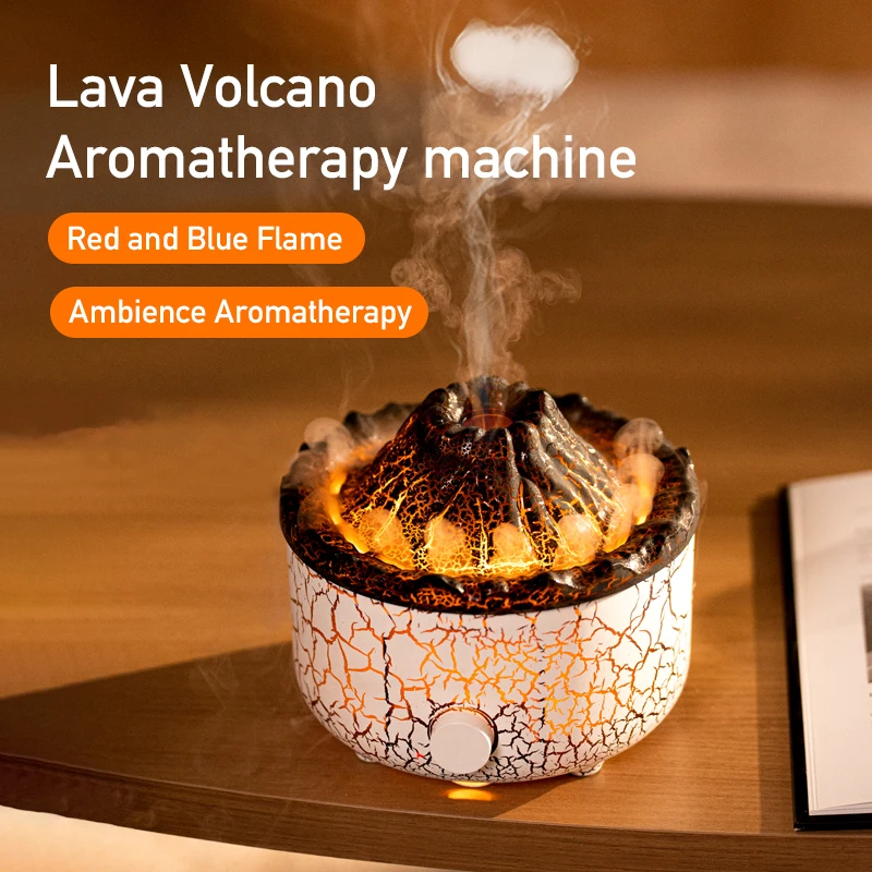 High Quality Aroma Diffuser Essential Oils Volcano Flame Air Humidifier Color Light 560ML Remote Control for Home Bedroom Office