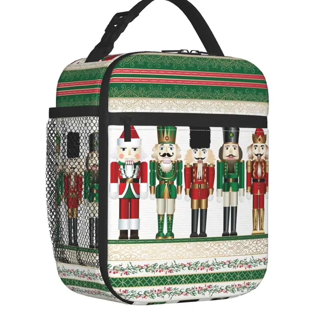 Merry Christmas Nutcrackers Insulated Lunch Bags Nutcracker Soldier Doll Gift Portable Thermal Cooler Food Lunch Box Camp Travel