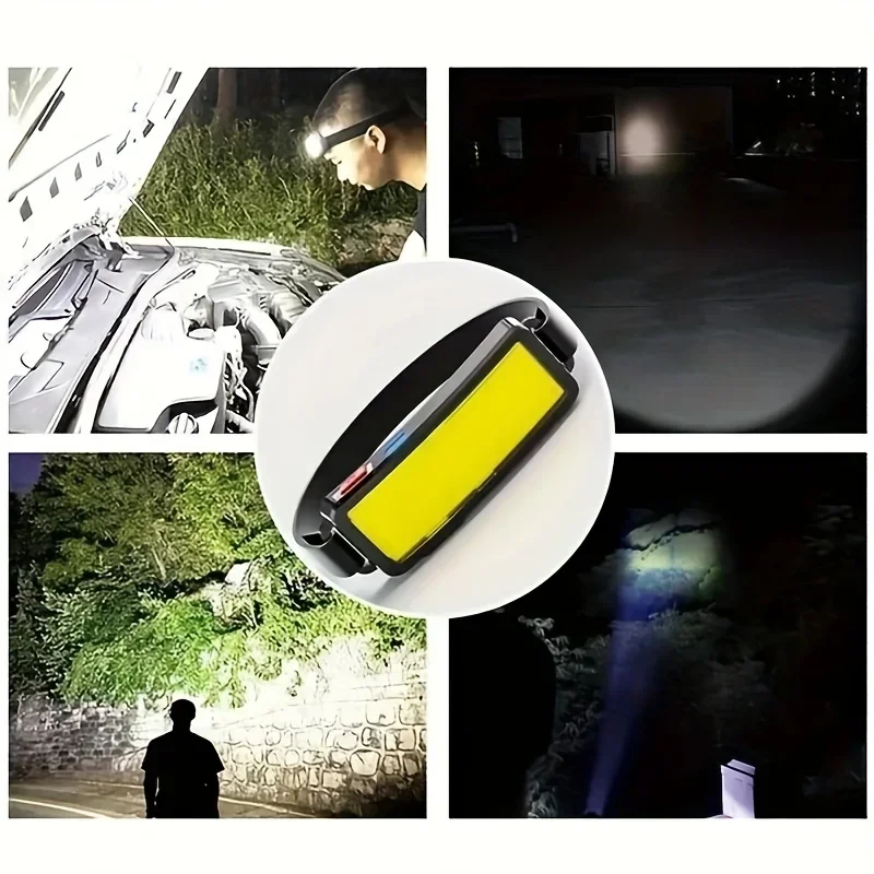 COB Portable LED HeadLamp  USB Rechargeable 3 Modes Flashlight Super Bright Headlight Built-in Battery Outdoor Camping Head Lamp