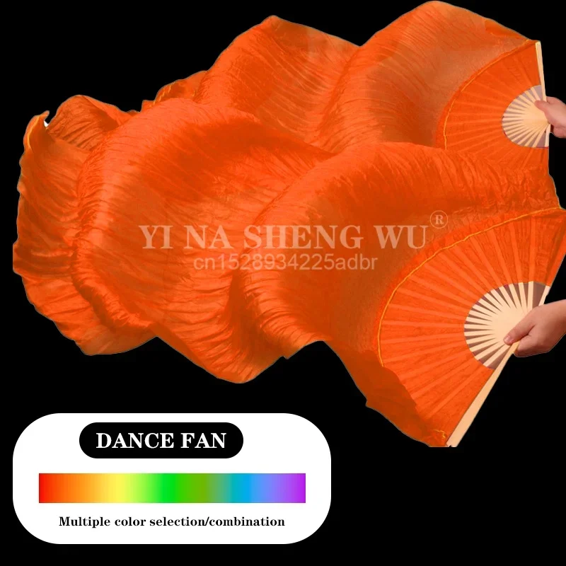 100% Real Silk/Imitation Silk High Quality Silk Fan 1Pair Handmade Dyed Silk Dance Fan Belly Dance Fans Fan Veil Belly Dance