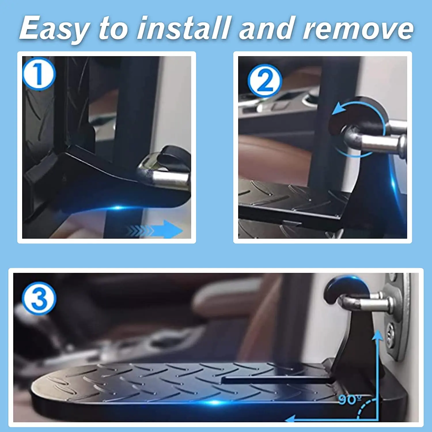 Universal klappbare Autotür Stufen verriegelung Haken Schritt Mini Hilfs fuß pedal Aluminium legierung Sicherheits hammer für Jeep Autozubehör – Detail 5