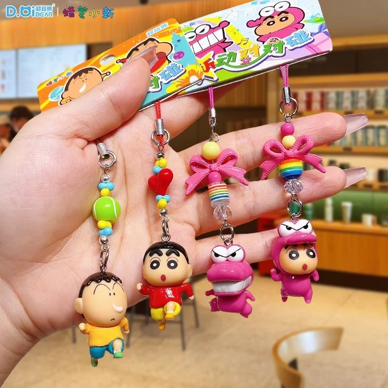 

New Crayon Shin chan Kawaii Anime Match Nose Gage Keychain Girl Heart Cute Phone Chain Pendant Earphone Hanger Gifts for Kids