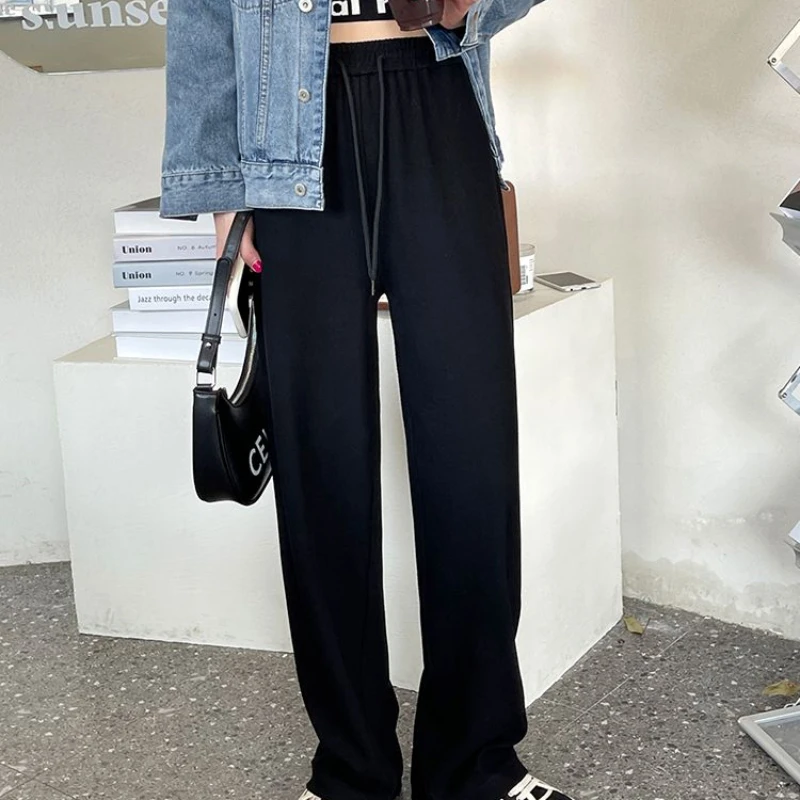 Qweek Baggy Sport grau Jogging hose Frau Jogger weites Bein Freizeit hose Joggen koreanische Mode gerade hohe Taille lose Hose