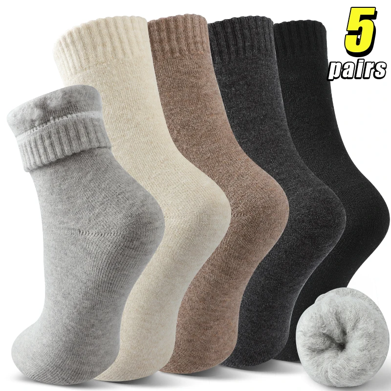 

5Pairs Women's Thick Thermal Winter Socks Fleece Lined Warm Crew Sock Soft Cold Weather Sock