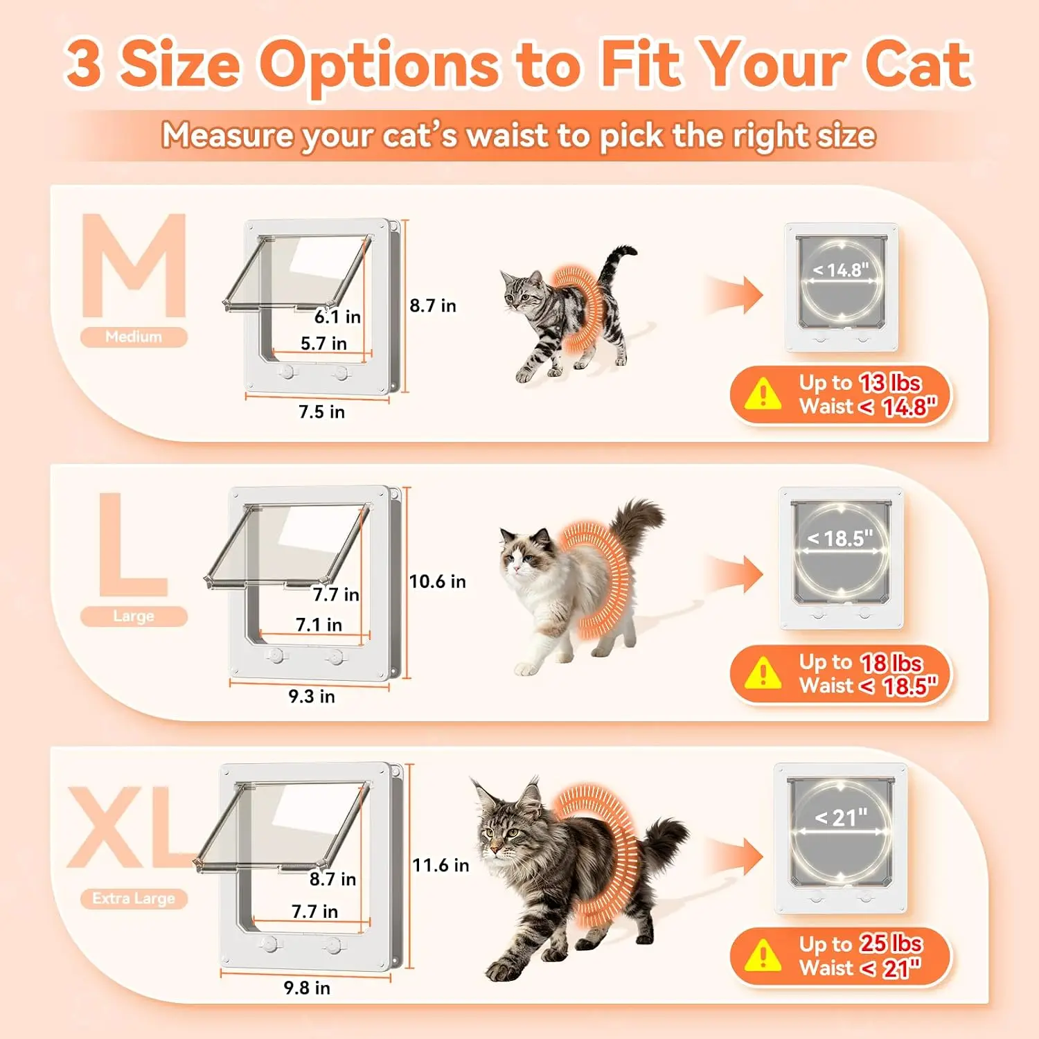 Large Cat Door Interior Door 4-Way Locking for Cats ≤25 lbs Extra Large, Customized