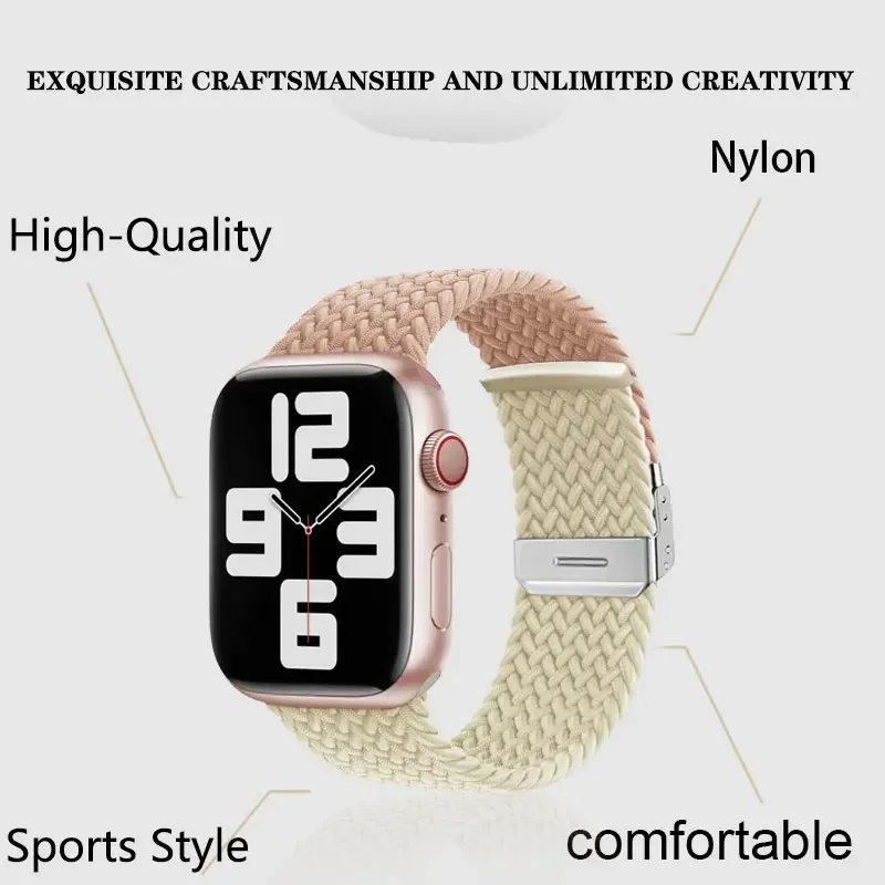 Nylonarmband für Apple Watch Band Ultra 49 mm 9 8 7 6 5 4 3 SE geflochtenes Metallschnallenarmband Gürtel iWatch 45 mm 41 mm 44 mm 40 mm 42 mm