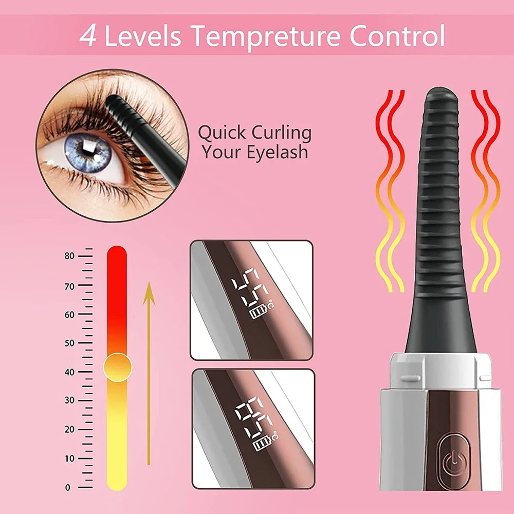 Electric Heated Eyelash Curler 24 Hours Long Lasting Eyelashes Curl Rechargeable Makeup Eyelash Curler Curling Eyelashes Tools