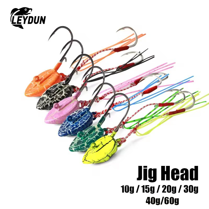 Leydun 10g 15g 20g 30g 40g 60g Jighead Leurre de pêche Tenya Madai Jig Jighead pour eau salée en plomb Appât de pêche en mer Crevettes Jigs en caoutchouc