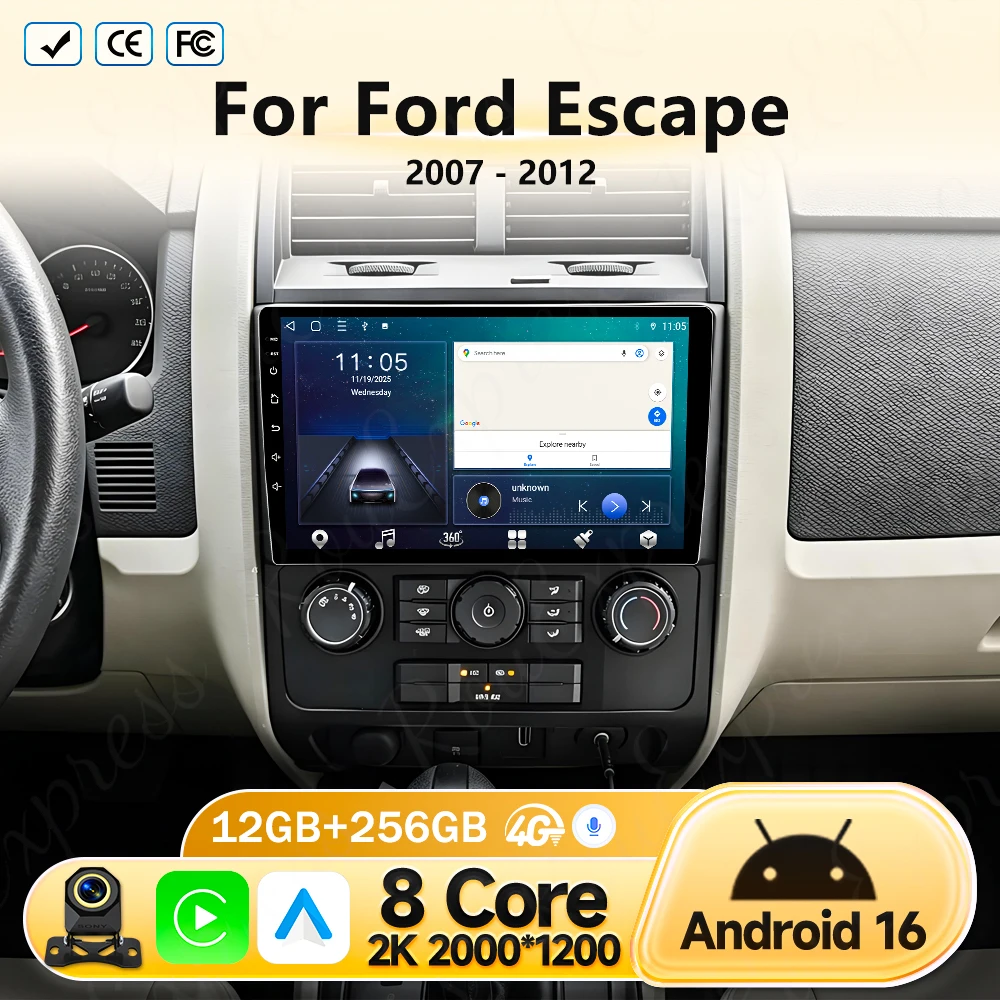 

Автомагнитола Android Auto для Ford Escape 2007-2012, мультимедийный плеер, GPS-навигация, Wi-Fi, без 2DIN