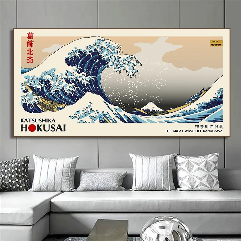 Large Frameless Canvas Wall Art,Katsushika Hokusai Poster 