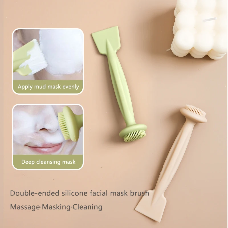 Double Head Facial Mask Brush Silicone Applicator Spatula Women Skin Face Cleansing Care Brushes Stirring Stick For Beauty Salon