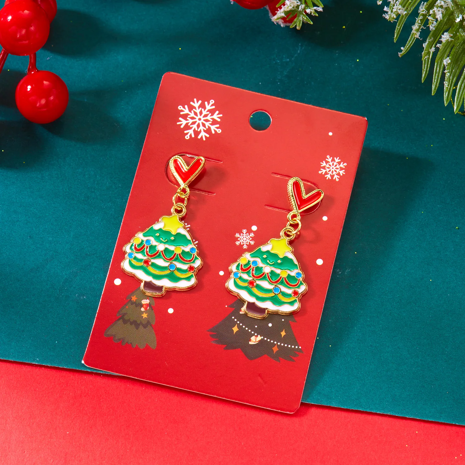 Niedliche Weihnachtsherz-Lebkuchenmann-Ohrringe für Frauen, lustiger Weihnachtsmann-Kranz, Schneemann-Ohrringe, Freundschaftsschmuck, Geschenke – Detail 7