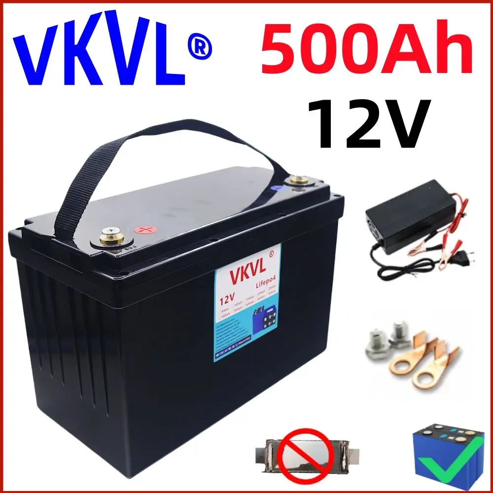 

12V LiFePO4 battery 500Ah 400Ah 300Ah 200Ah built-in BMS lithium iron phosphate battery 6000+golf cart solar cycle life