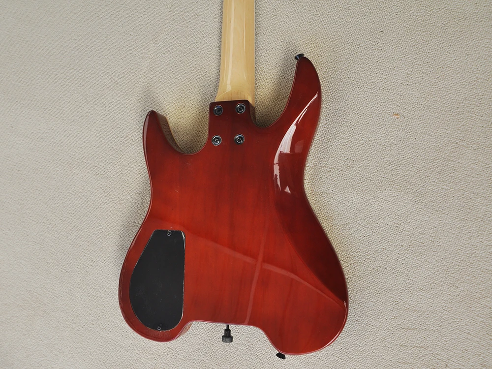 Red Headless Electric Guitar with Abalone Inlay,Rosewood Fretboard,Customized Logo/Color Available