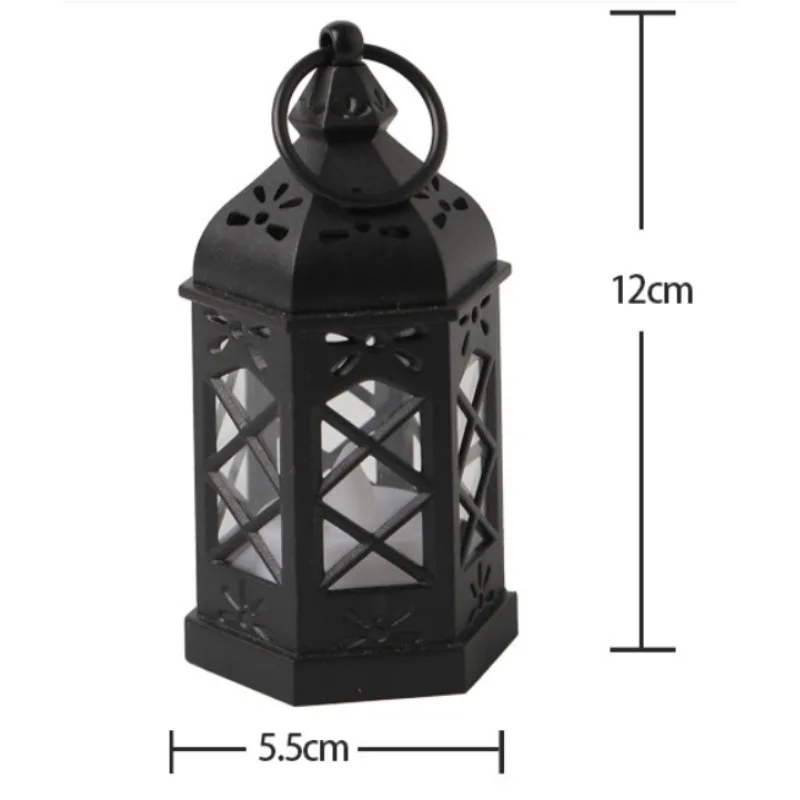8Pcs Vintage Mini Lantern with LED Tealight,Hanging Candle Lantern for Ramadan Christmas Wedding Indian Diwali Party Decorations