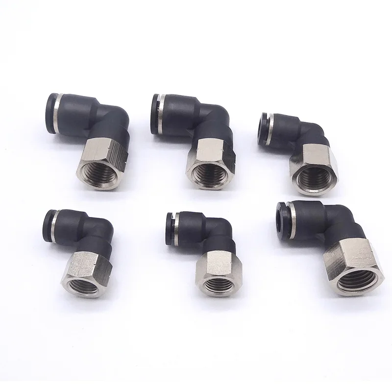 Industrial Black Air Hose Quick Coupling Fittings PC/PCF/PL Tube Connector 4mm-10mm Hose & 1/8