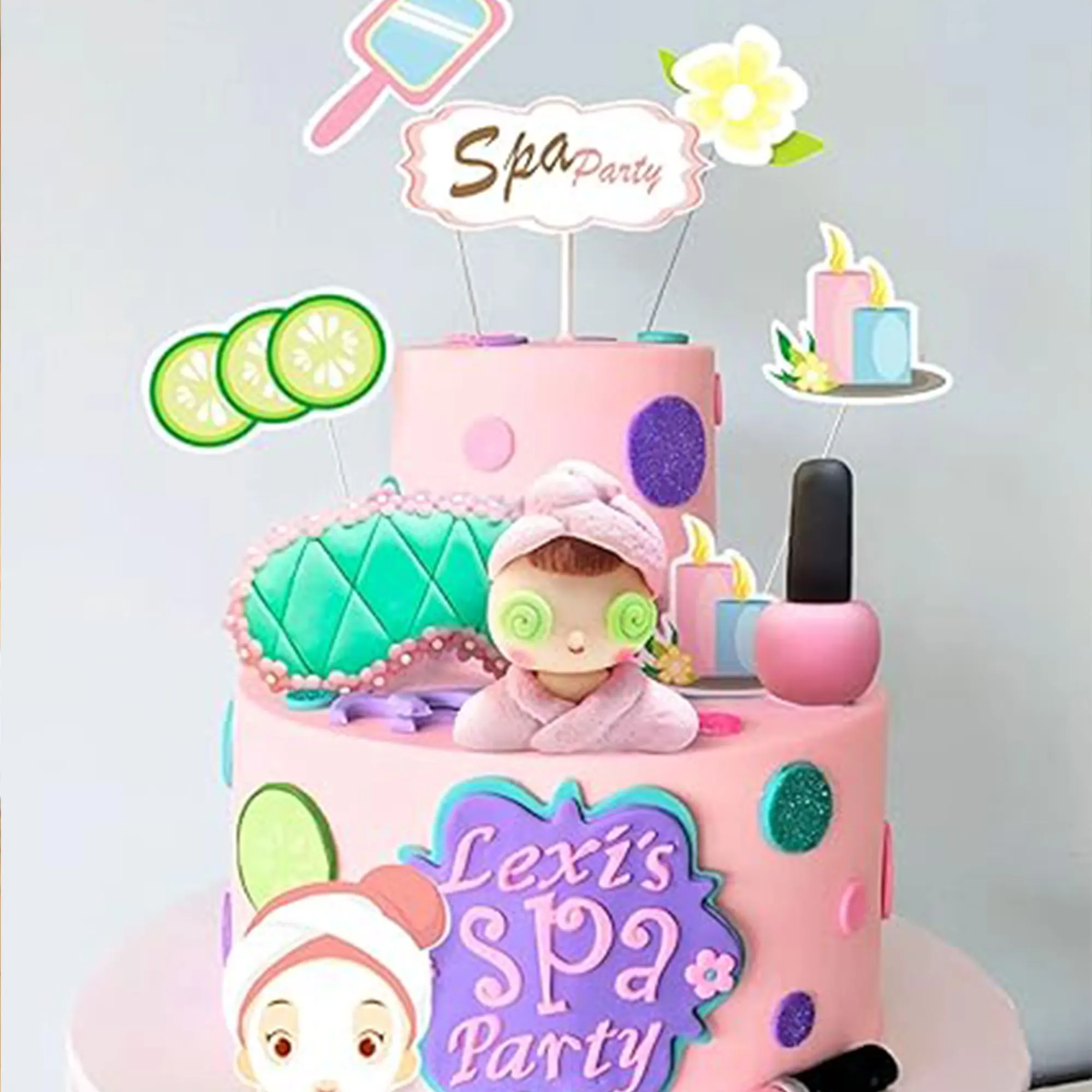 LaVenty Spa Party Cake Topper Spa Party Cake Decoration Eye Mask Cake Topper Spa Party Supplies Nail polish Cake Topper