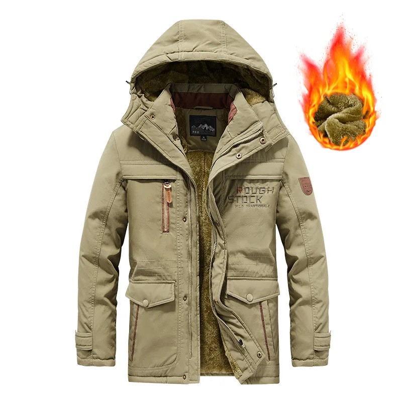 الرجال مقنعين سترات شتوية طويلة جيوب متعددة سترات دافئة الصوف أسفل السترات موضة الأدوات في الهواء الطلق سترات رجالي JJ548