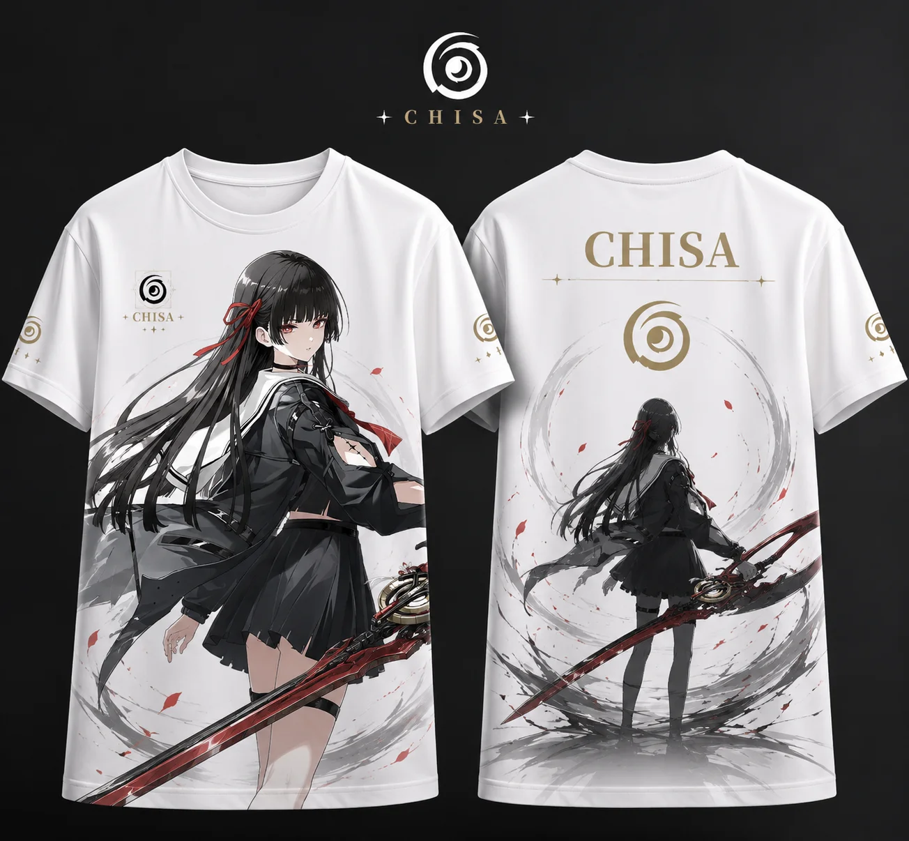 Japanisches Anime-T-Shirt im 3D-Druck-Stil, Wuthering Waves Chisa Aemeath Augusta Phrolova Sigrika, weiches, atmungsaktives, lässiges T-Shirt