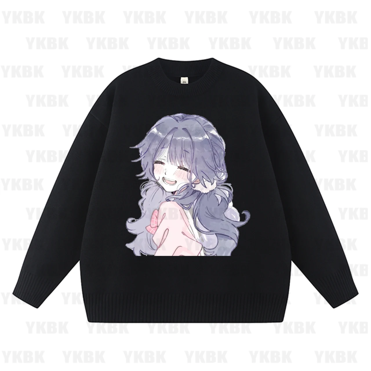 

Womens Sweater Couples Kawaii Hoodie Comfortable Crewneck Clothes All-Match Fleece StreetwearHarajuku Anime Girl Design