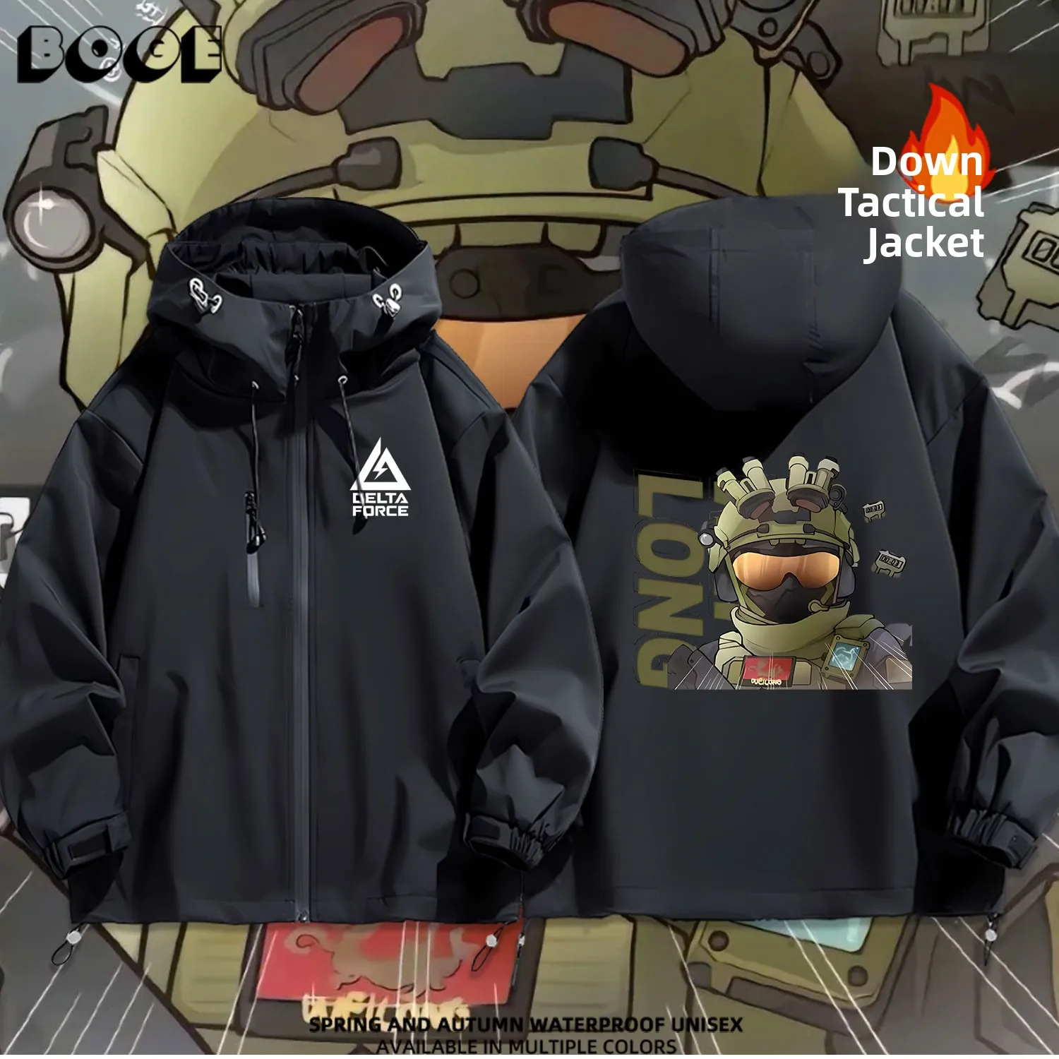 

Deltal Action Game Cartoon Q Version Hooded Jaet down Puffer Coat Outerwear Waterproof Thiened Autumn Winter Jaet