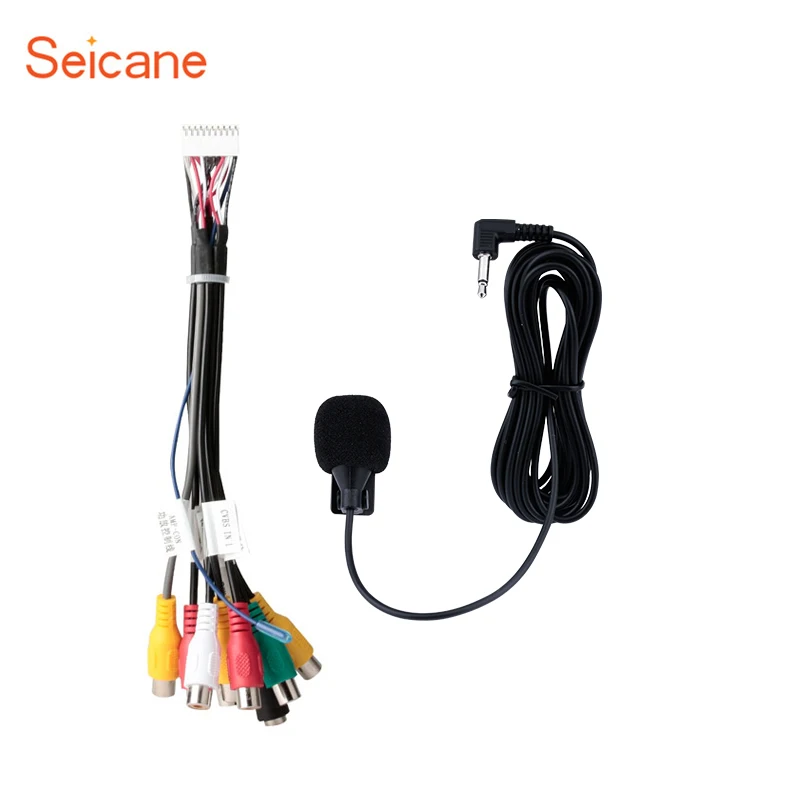 Seicane Car Radio RCA Output Wire Aux-in Adapter Support Microphone For Seicane GPS Multimedia Unit Player