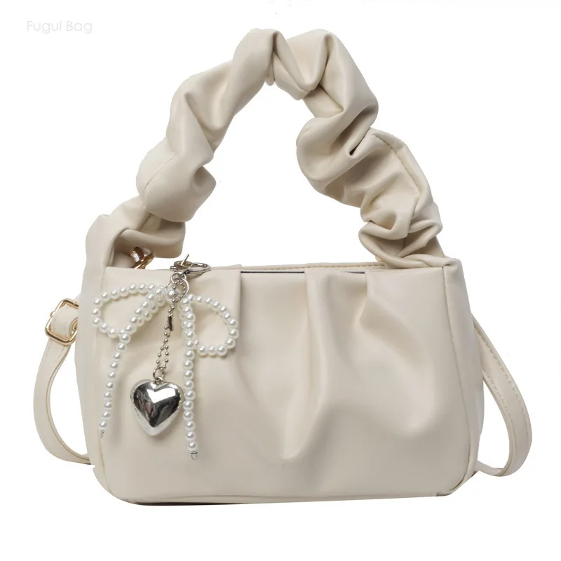 Women's Handbag Diagonal Cross Pillow Bag New Fashion Trend Pleated Bow Go Out with Large Capacity and Personality