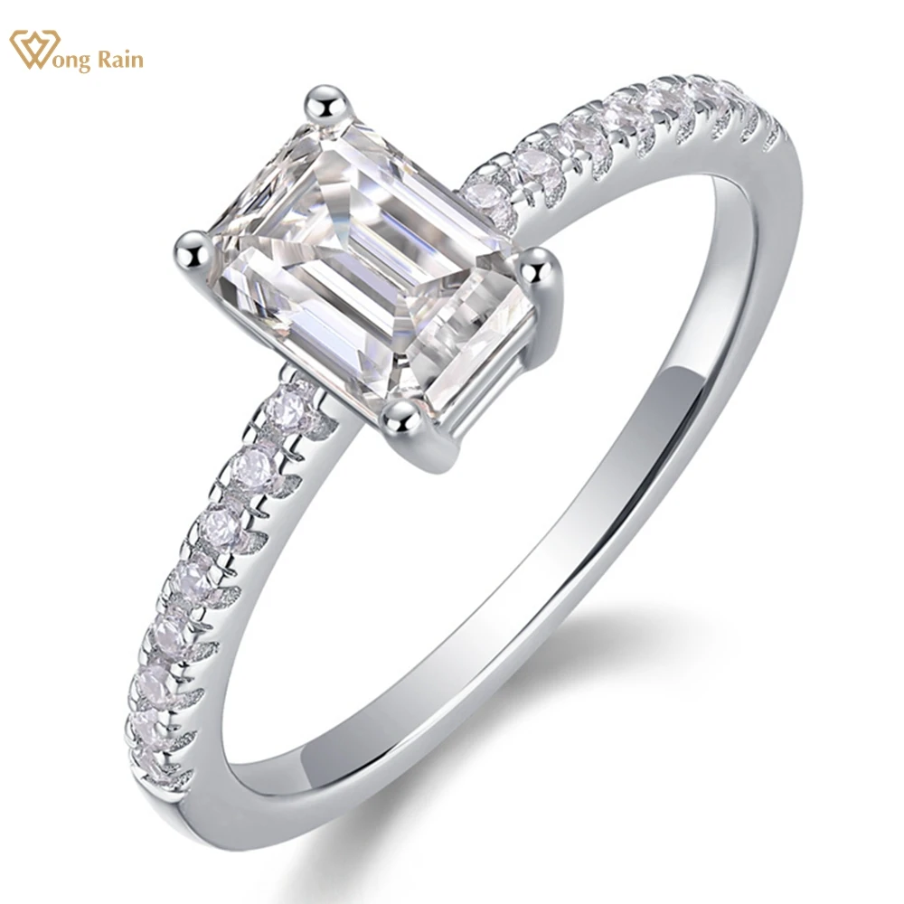 

Wong Rain 100% 925 Sterling Silver 3EX VVS1 D Color 5*7 MM Emerald Cut Real Moissanite Diamond Engagement Ring Fine Jewelry GRA