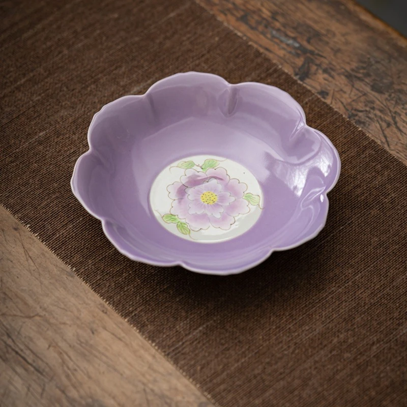 

Ручной рисунок фиолетовый пион лотос горшок керамический чайный сервиз кунг-фу сухое заваривание аксессуары для чайной церемонии