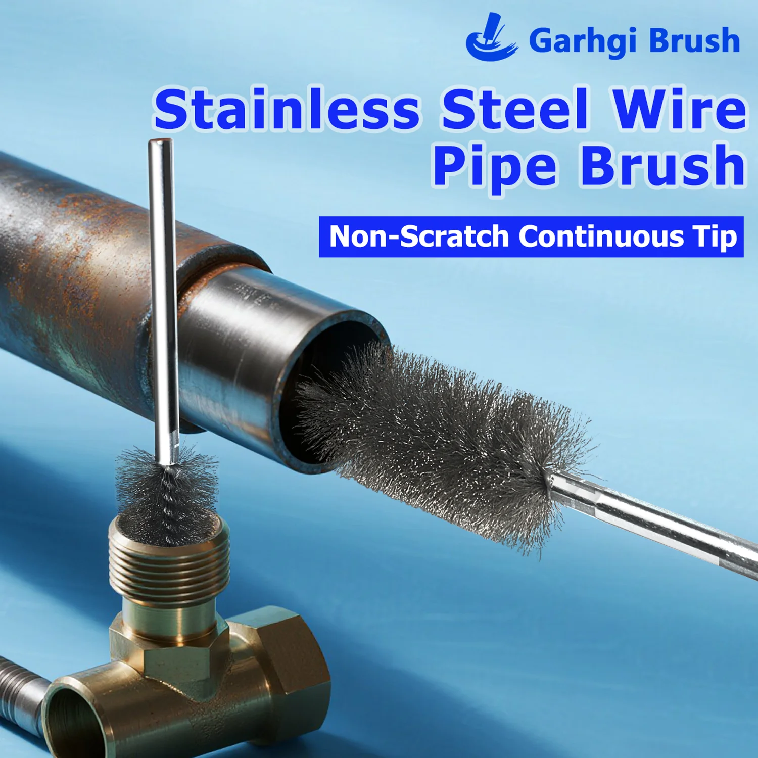 Wire Scratch Brush Stainless Steel Bristles for Metal Pipeline Tubes Cleaning Rust Removal Deburring Hand Tool Power Drill Use