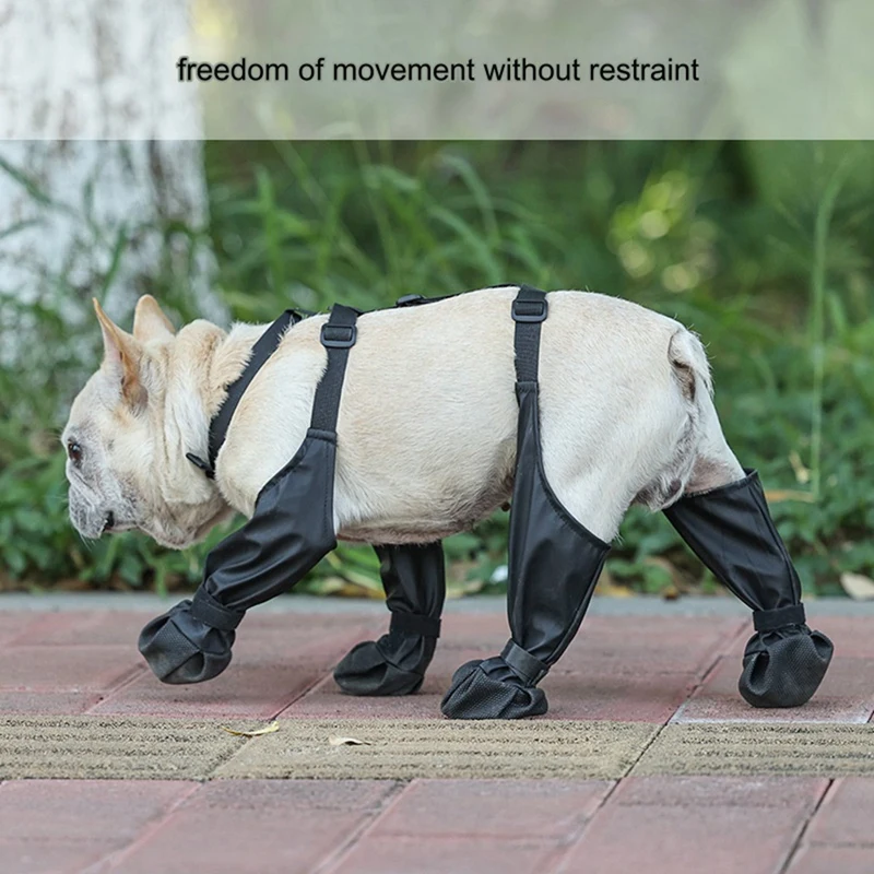 Dog Shoes Waterproof Adjustable Dog Boot Rain Day Pet Breathbale Shoes For Outdoor Walking Soft French Bulldog Paws Durable -L