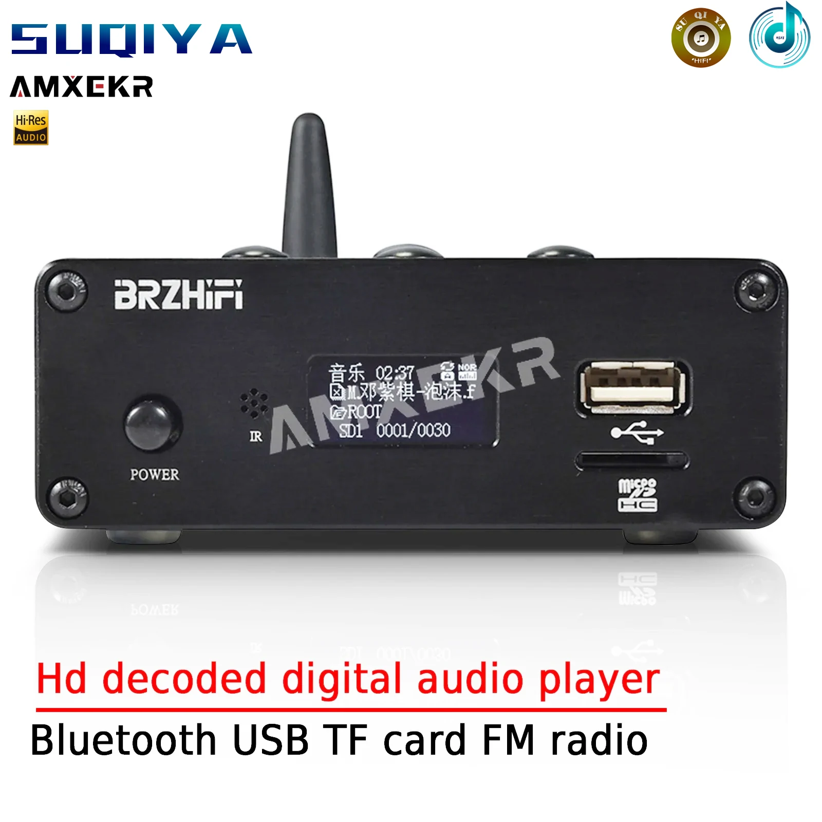 

AMXEKR Lossless Music Player Bluetooth USB Flash Drive TF Card FM Radio HD Decoding Home Digital Audio Player