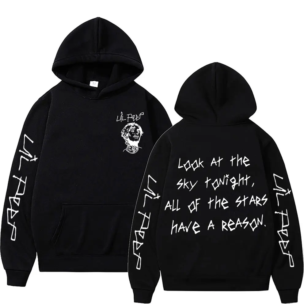 

Rapper Lil Peep Look At The Sky Tonight All of The Stars Have A Reason Print Hoodie Men Women Hip Hop Oversized Hoody Sweatshirt