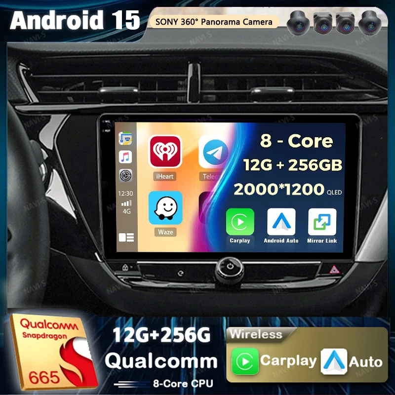 

Android 15 Qualcomm для Opel Corsa F 2019-2023 Carplay Автомобильный радиоприемник Мультимедийный видеоплеер Навигация GPS Стерео 2Din Головное устройство