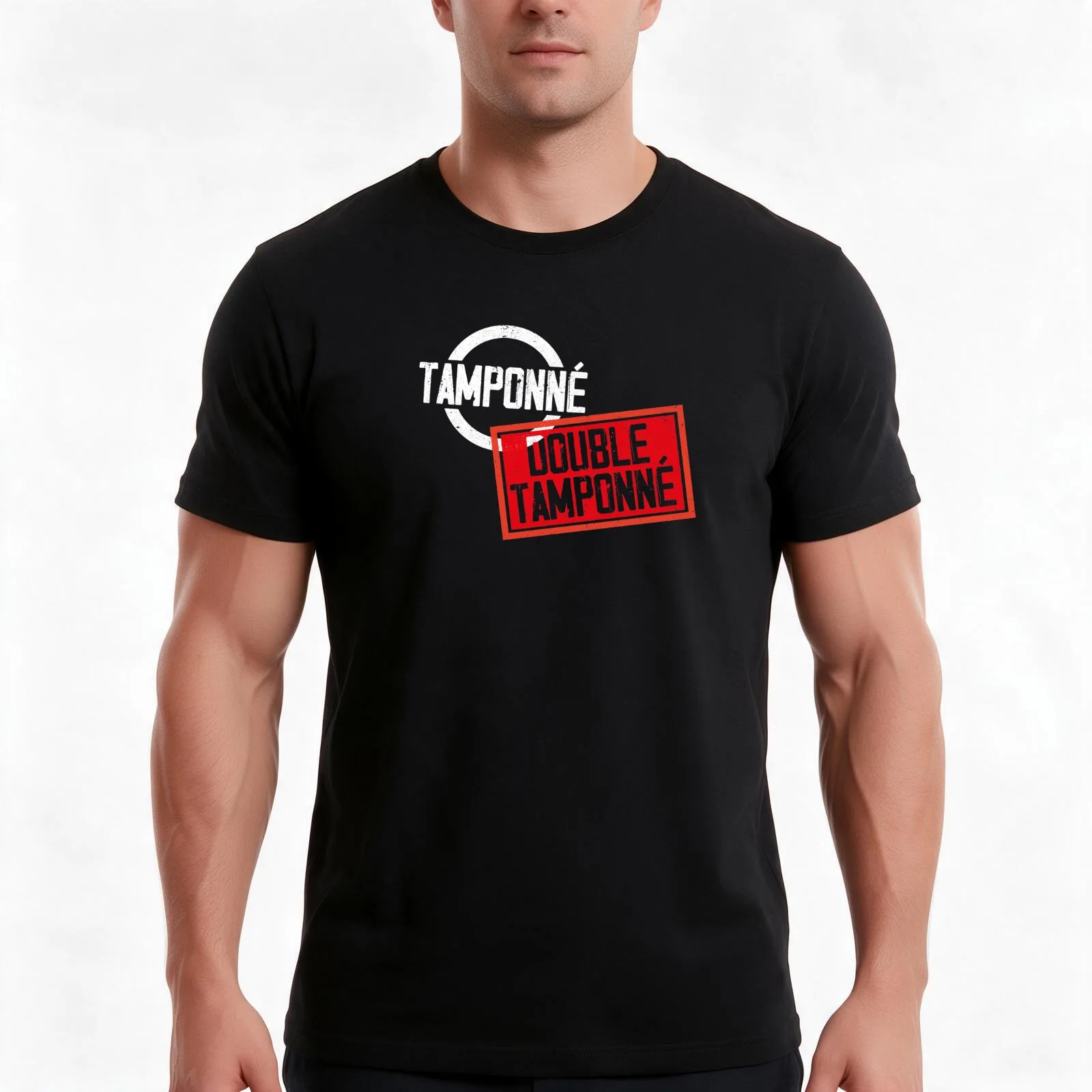 Stamped double stamped - In the service of France T-Shirt Summer Casual Cotton Tee Oversized Streetwear Tops 100% Cotton
