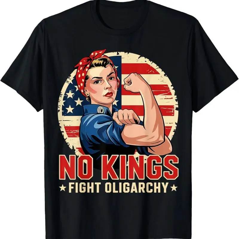 تي شيرت No Kings Just Freedom Ωì Anti Oligarchy بعلم الولايات المتحدة الأمريكية للنساء #1