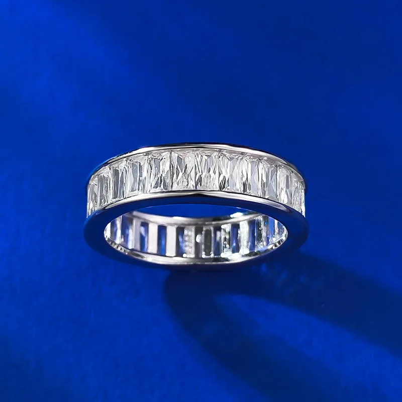S925 فضة مماثلة مويسانيتي خاتم الخلود للنساء الرجال للجنسين خاتم الزفاف