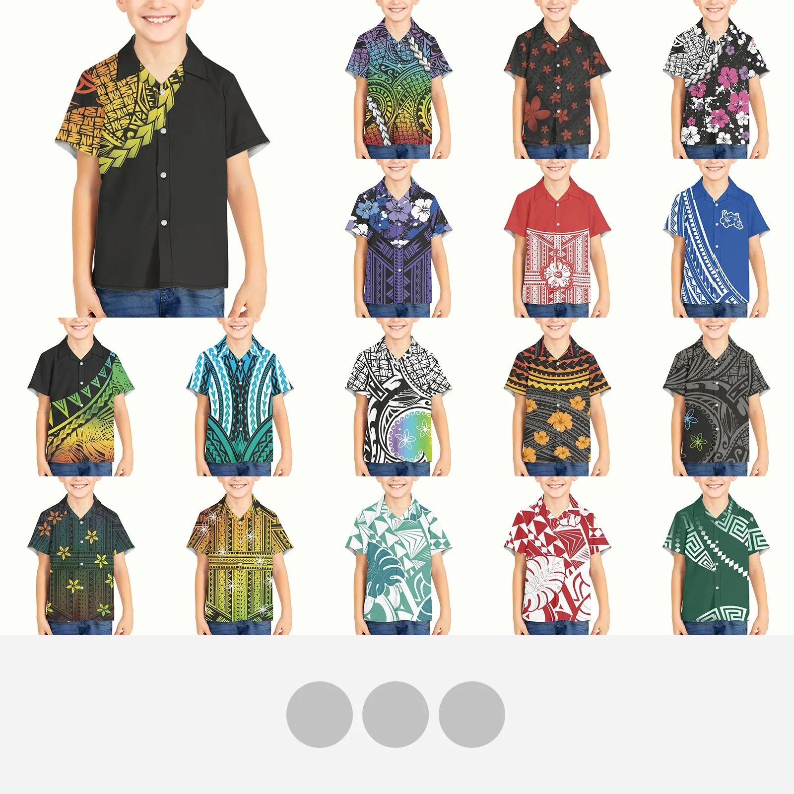 Kid Boy Polynesian Tribal Fijian Totem Tattoo Fiji Prints New Style Creative 3d Digital Kawaii  Hawaiian Shirts Short Sleeve Tee