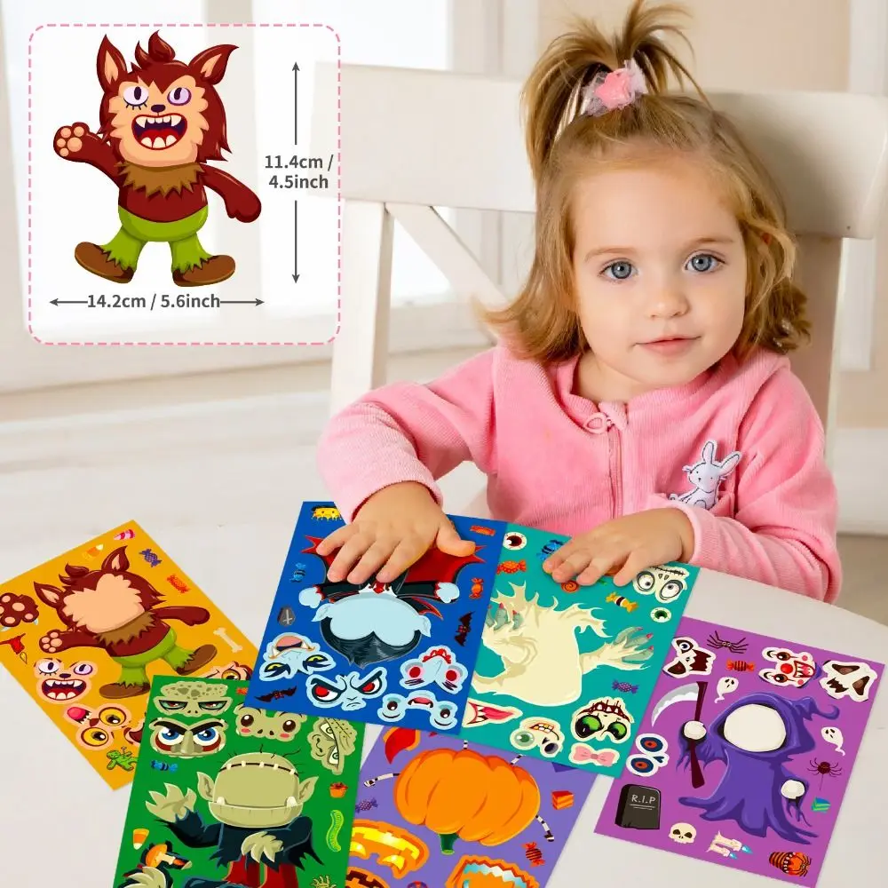 

Make Your Own Devil Halloween Face Change Sticker DIY Sticker Puzzle Halloween Make a Face Sticker Decorative Sticker Dress Up