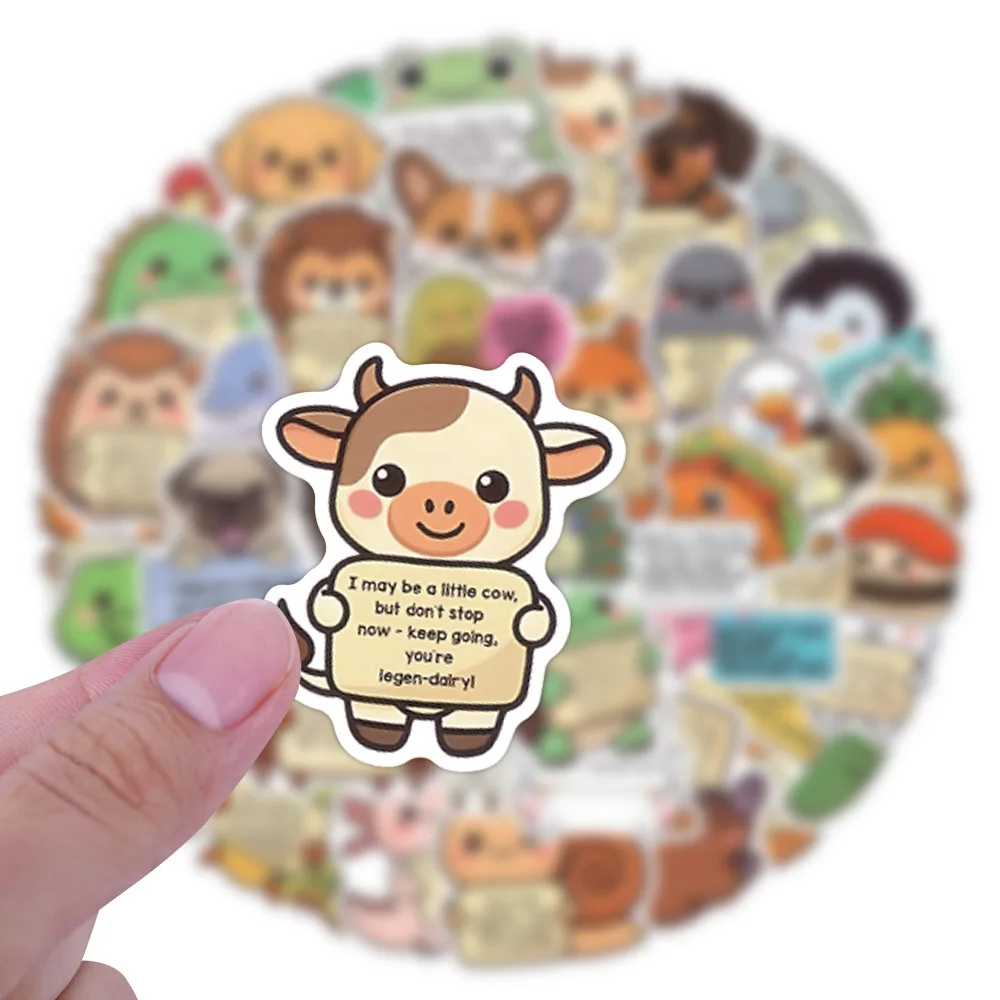 50 Buah Stiker Inspirasi Hewan Kecil Stiker Dekoratif Kartun Stiker Tahan Air Helm Ponsel