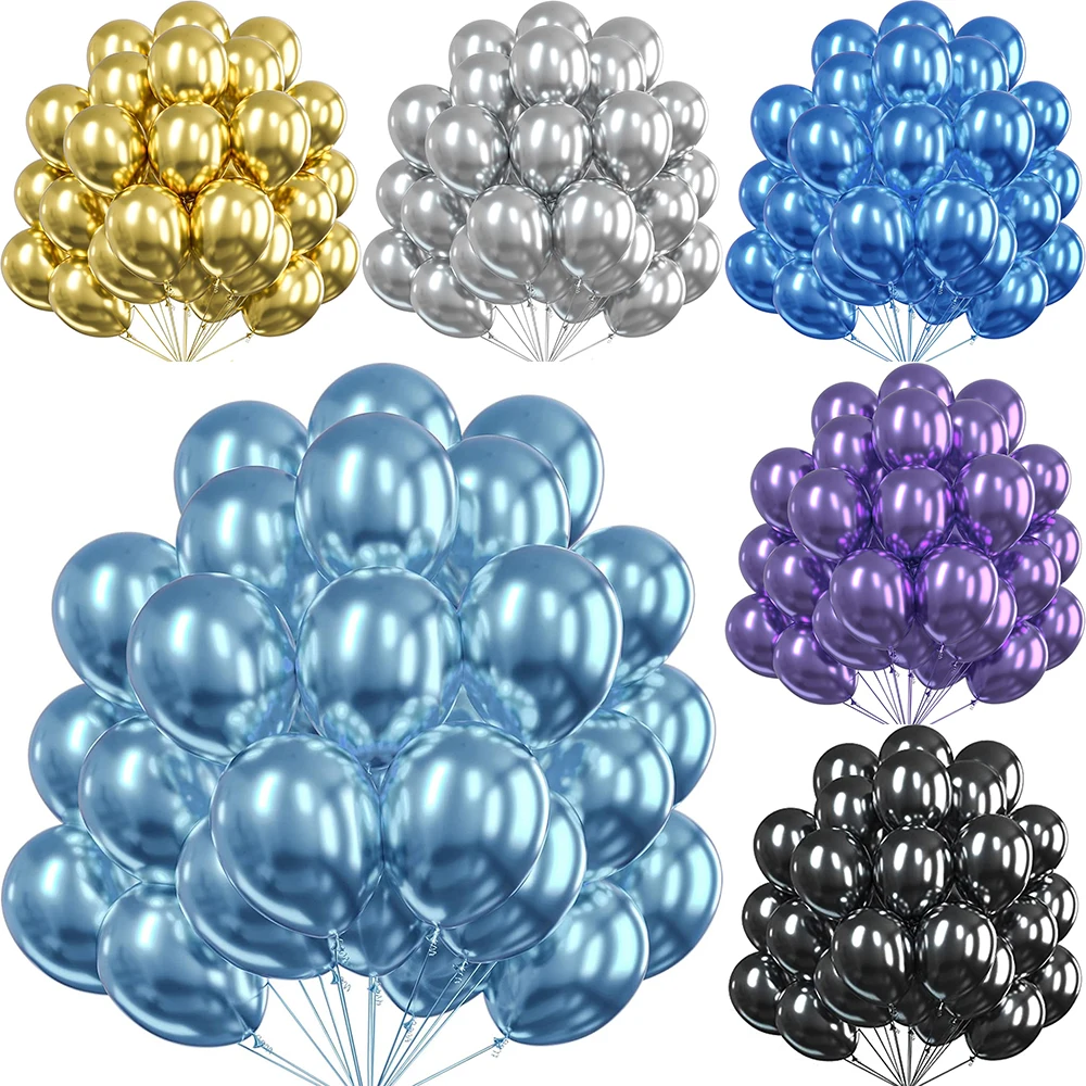 10/20 pièces 5/12 pouces métallique bleu clair ballon métal noir bleu violet ballons mariage fête d'anniversaire bébé douche décor Globos