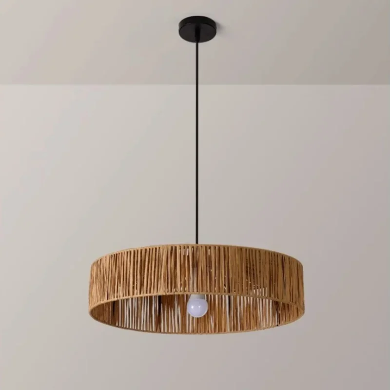 مزرعة نسج قلادة السقف مصباح اليابان فندق مطعم طاولة مستديرة Led مصباح السقف غرفة المعيشة Led الثريا للديكور