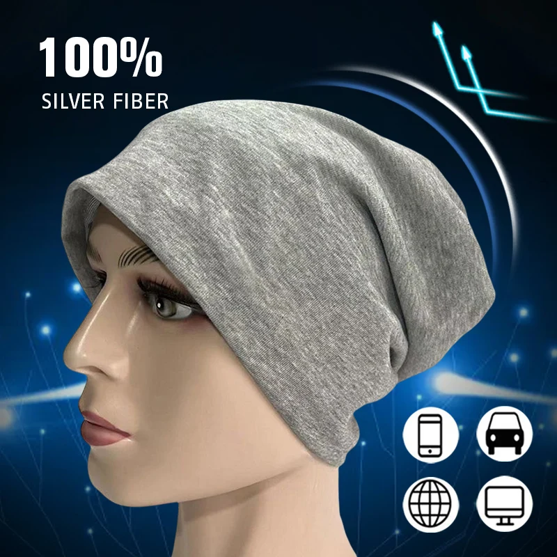 Unisex Anti Radiation Cap Full Silver Fiber Mobile Phones EMF Protection Hat Electromagnetic Wave Shielding Hats Beanies