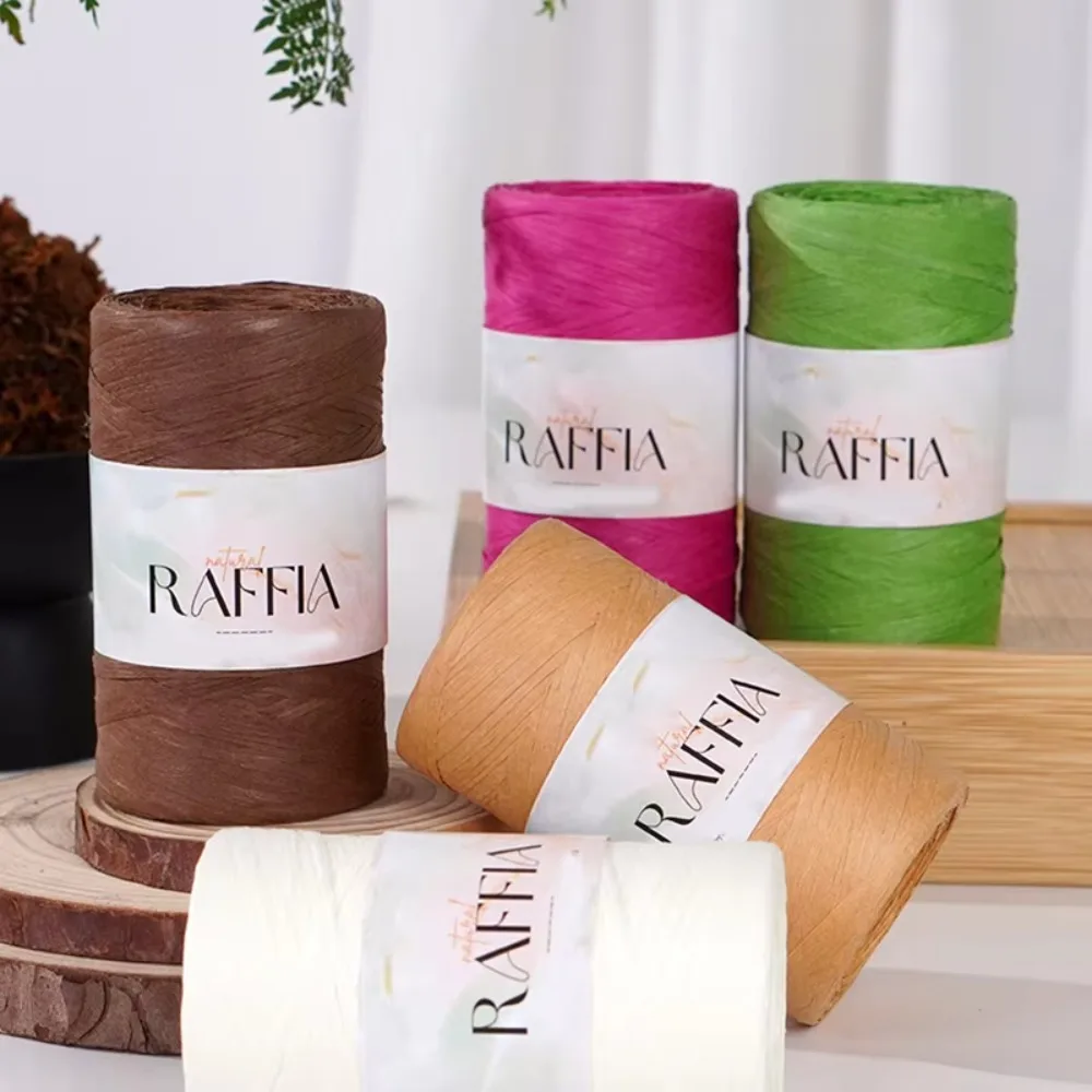 DIY Multi-Colored Raffia Yarn DIY Hand-Knitted Lafite Grass Rope Crochet Yarn Knitting Hats Bag