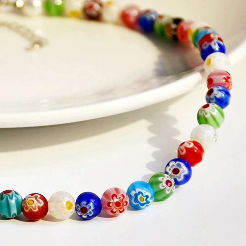 Multi Colors Glass Beads Short Necklace For Women Bohemia Spring Summer Bright Styles Designer Fashion Jewelry Gifts Party C1335