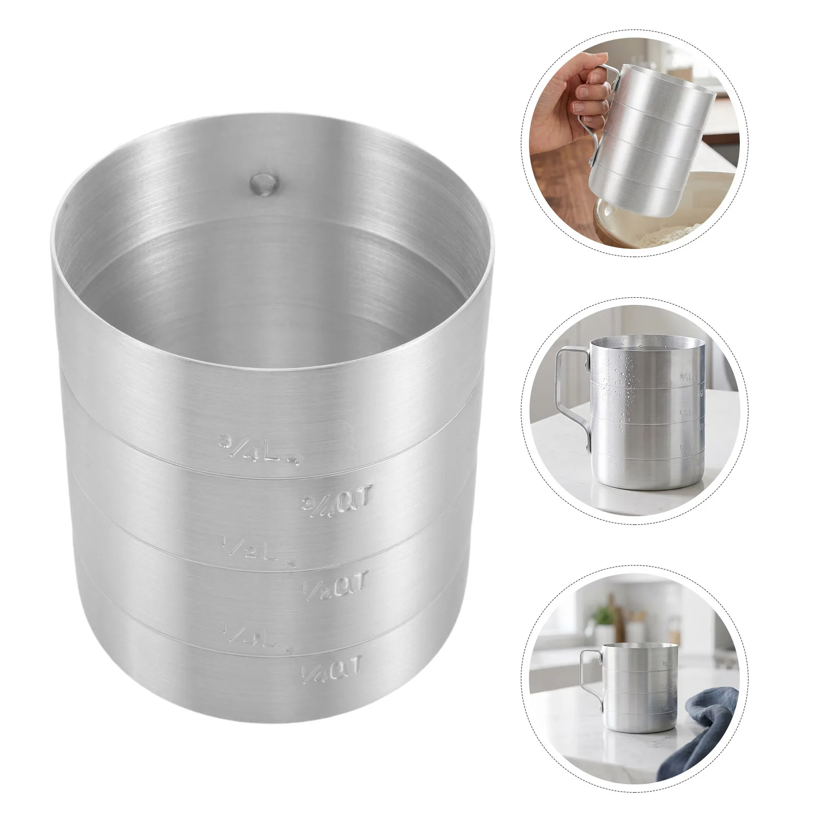 Aluminum Graduated Measuring Cup Beaker 1000Ml 34Oz 1Qt Accurate Fluid Measurement Lab Kitchen Scientific Tool