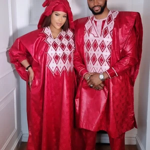 ملابس داشيكي الأفريقية للرجال ، رداء التطريز ، قمم حمراء ، بدلات بنطلون ، ملابس زفاف إسلامية ، جديد ، بازين أفضل 10 قمصان من القماش الأفريقي مبيعا - رقم 2